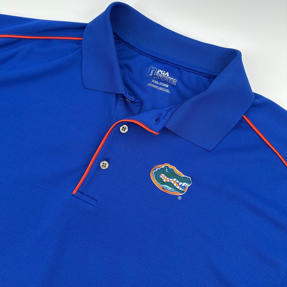 PGA Tour Polo Shirt Men's XXL Blue Florida Gators Short Sleeve Golf Athletic